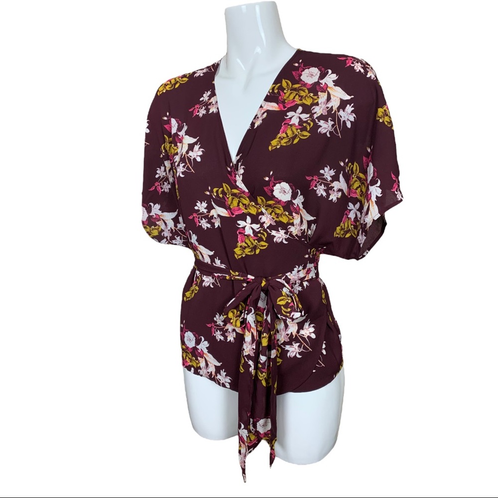 Chelsea 28 Floral Wrap Tie Waist Blouse Small
